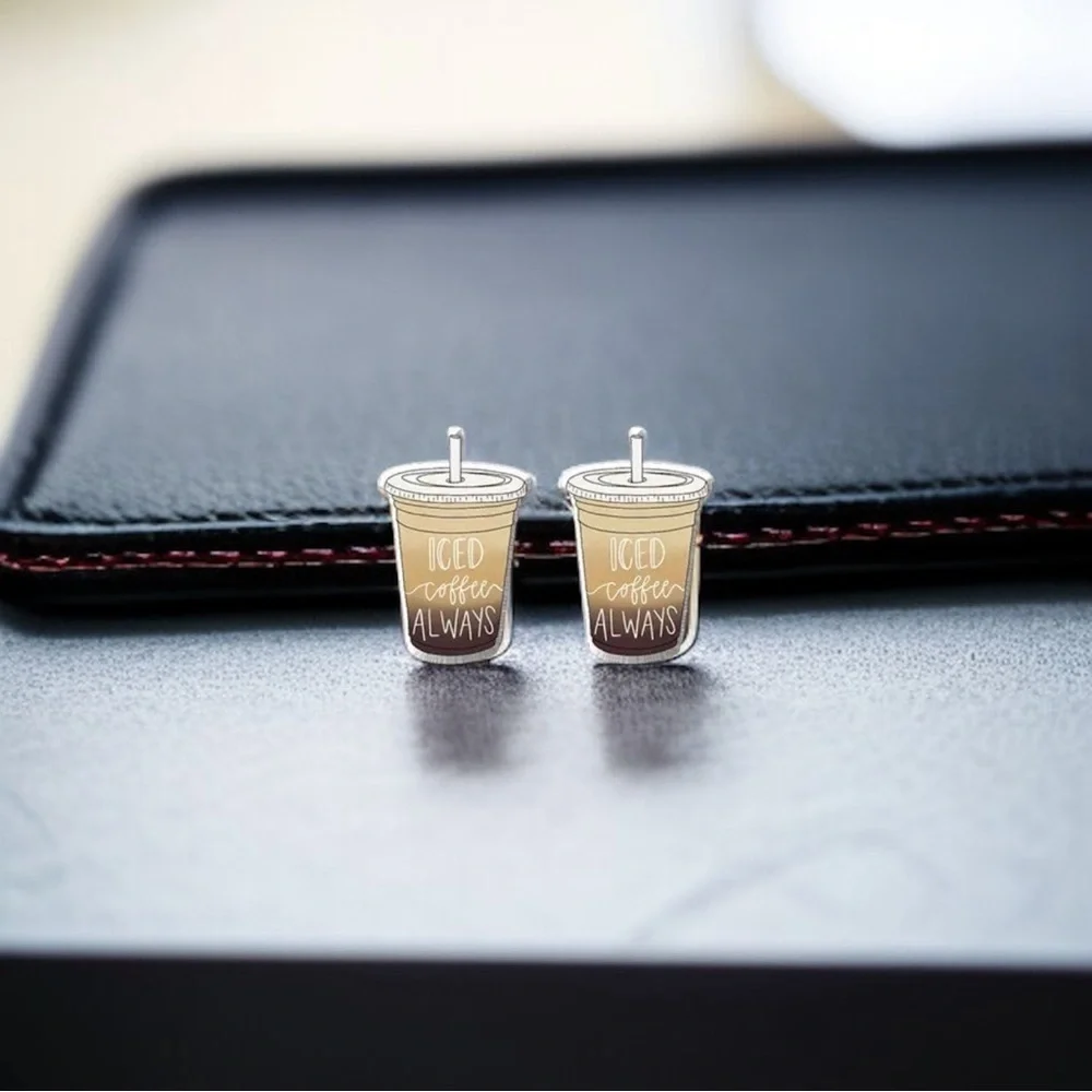 Iced Coffee Studs – Brew-tiful Style for You! ☕️ Stud Earrings for Coffee Lovers